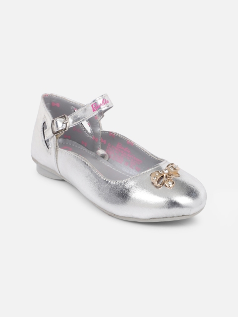 

Kids Ville Girls Silver-Toned Barbie Solid Ballerinas