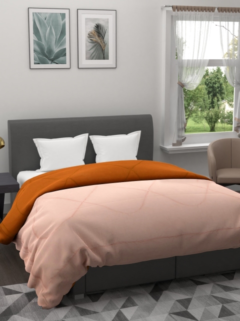 

Clasiko Peach-Coloured & Orange Solid AC Room 120 GSM Reversible Double Bed Comforter
