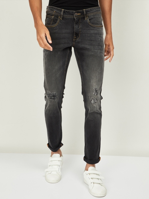 

Forca Men Charcoal Grey Tapered Fit Mid-Rise Low Distress Jeans