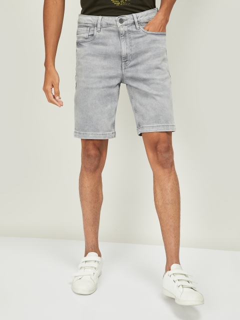 

Forca Men Grey Washed Slim Fit Denim Shorts
