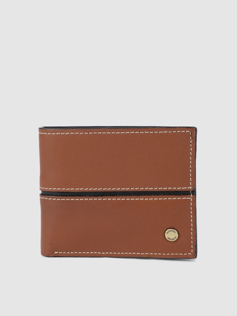 

Hidesign Men Brown & Black Striped Leather Two Fold Wallet