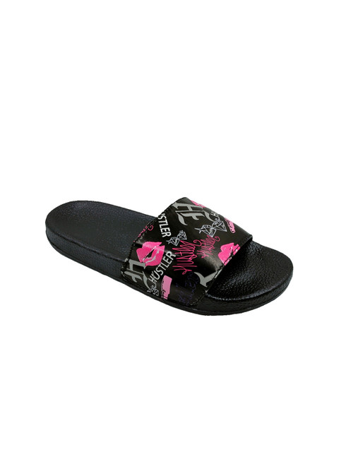 

Pampy Angel Women Black & Pink Printed Sliders