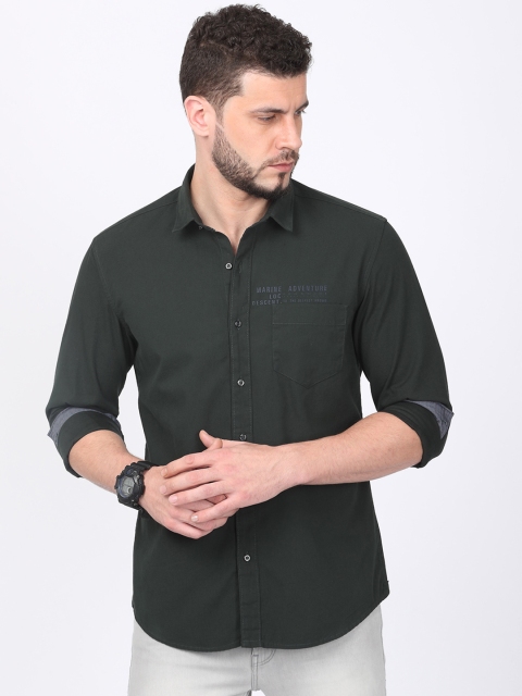 

FOGA Men Green Regular Fit Solid Casual Shirt