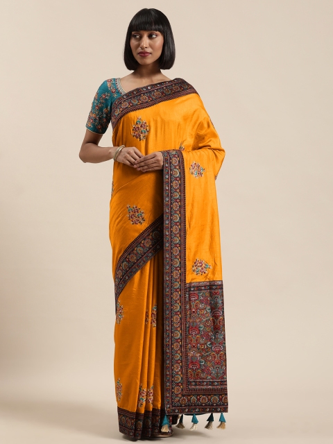 

NAKKASHI Yellow & Red Art Silk Embroidered Saree
