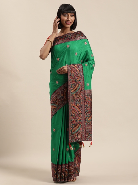 

NAKKASHI Green Embroidered Art Silk Saree