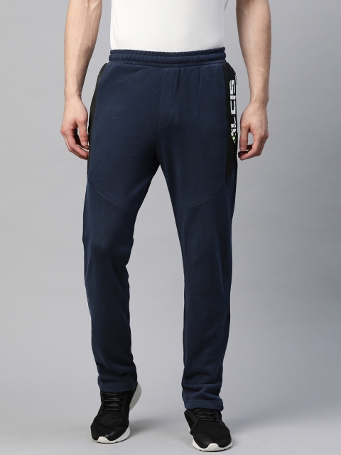 

Alcis Men Navy Blue Solid Slim Fit Track Pants with Brand Logo Print Detail
