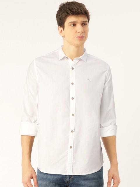 

Flying Machine Men White Slim Fit Solid Casual Shirt