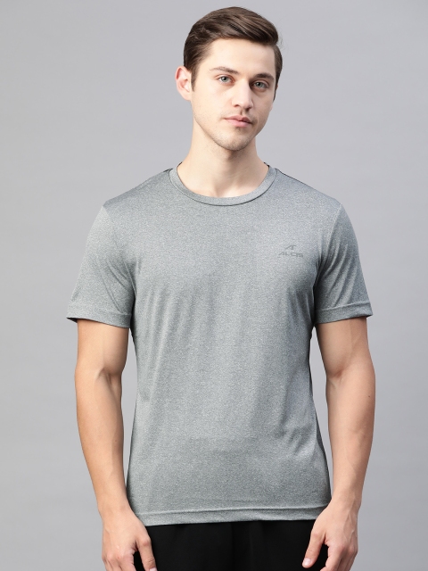 

Alcis Men Grey Melange Solid Slim Fit Round Neck Sports T-shirt
