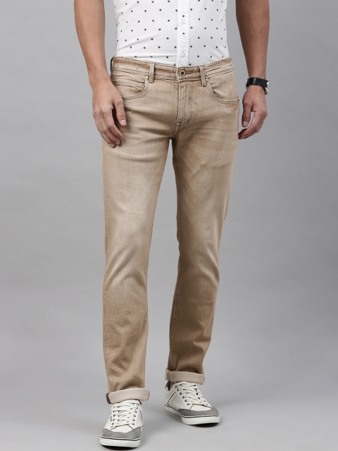 

Louis Philippe Jeans Men Khaki Washed Slim Fit Low-Rise Stretchable Jeans