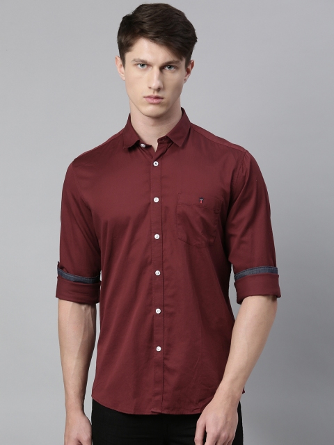 

Louis Philippe Jeans Men Burgundy Slim Fit Solid Pure Cotton Casual Shirt
