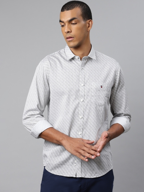 

Louis Philippe Sport Men Off-White & Charcoal Grey Slim Fit Printed Casual Shirt