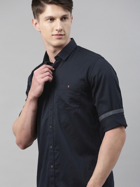 

Louis Philippe Jeans Men Navy Blue Slim Fit Solid Casual Shirt