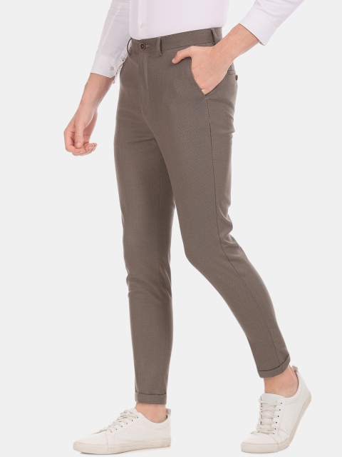 

True Blue Men Brown Slim Fit Solid Regular Trousers