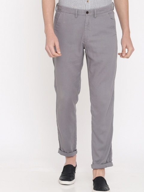 

True Blue Men Grey Regular Fit Solid Regular Trousers