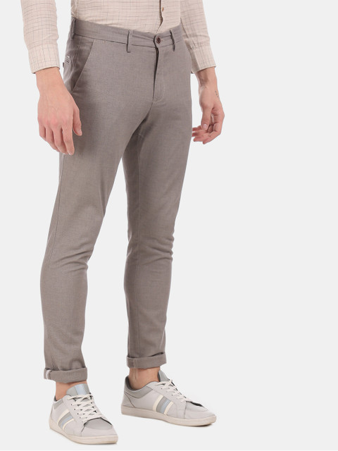 

True Blue Men Grey Slim Fit Solid Regular Trousers