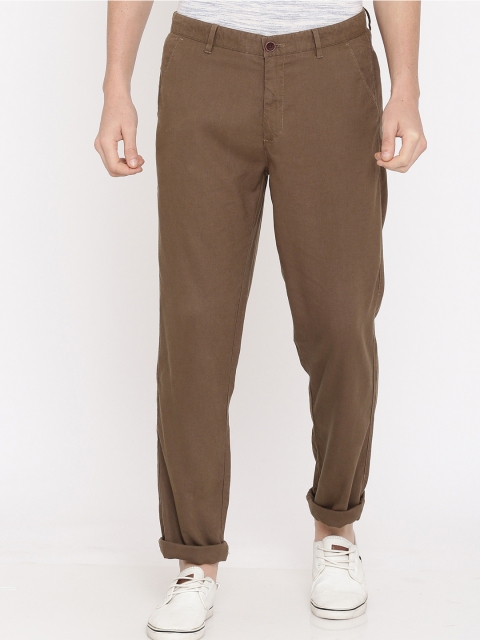 

True Blue Men Brown Regular Fit Solid Regular Trousers