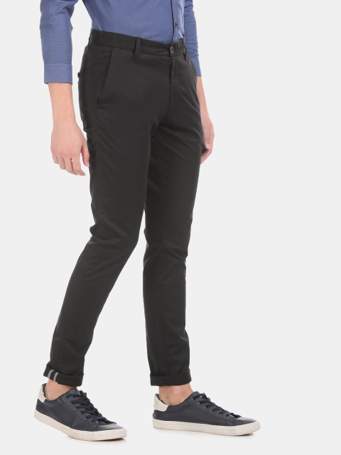 

True Blue Men Black Slim Fit Solid Regular Trousers