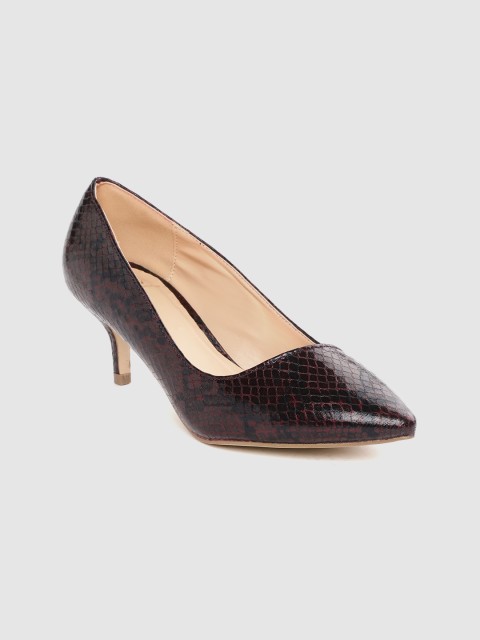 

Carlton London Women Burgundy & Black Snakeskin Print Pumps