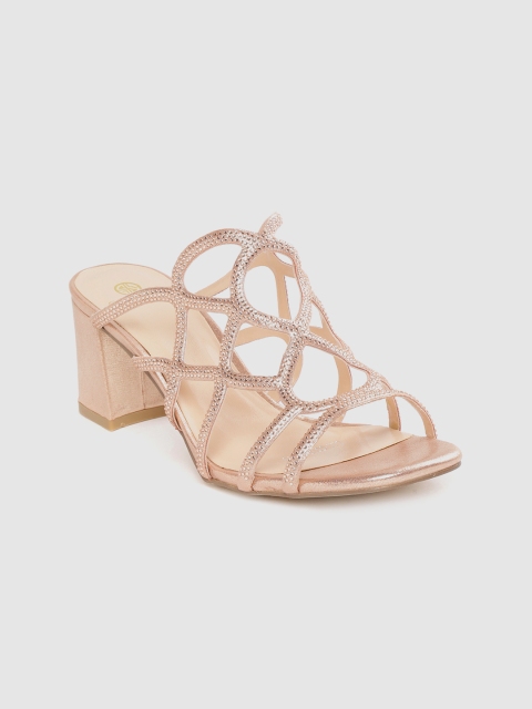 

Carlton London Women Champagne Embellished Block Heels