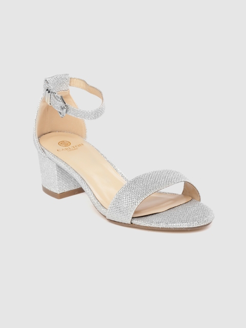 

Carlton London Women Silver-Toned Solid Mid Top Block Heels