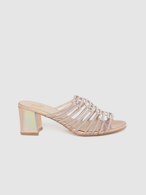 

Carlton London Women Champagne Embellished Block Heels