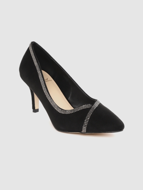 

Carlton London Women Black Solid Pumps with Embellished Detail