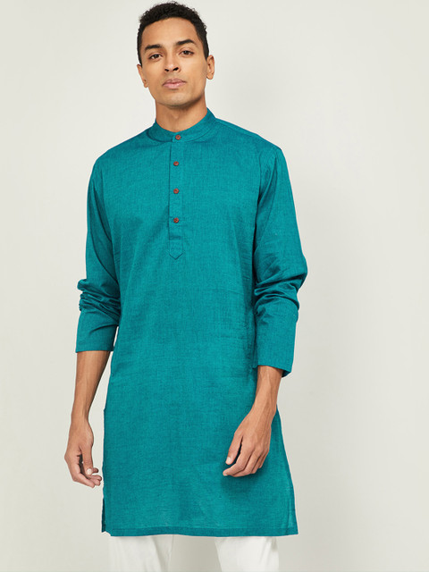 

Melange by Lifestyle Men Green Solid Straight Kurta