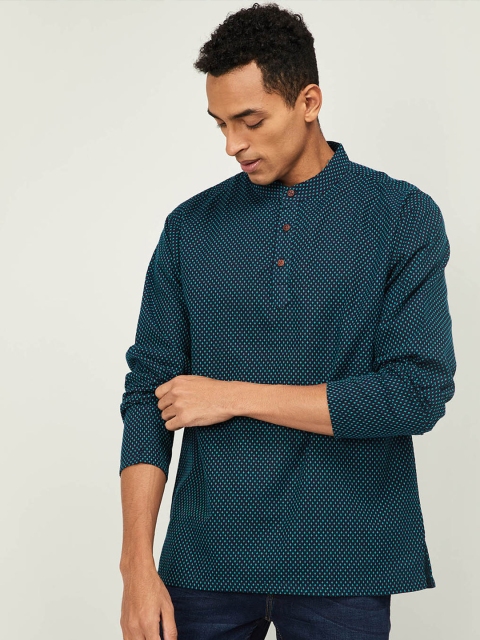 

Melange by Lifestyle Men Navy Blue Printed Straight Kurta