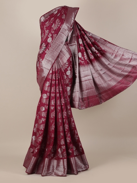 

Pothys Maroon Woven Design Jute Silk Saree