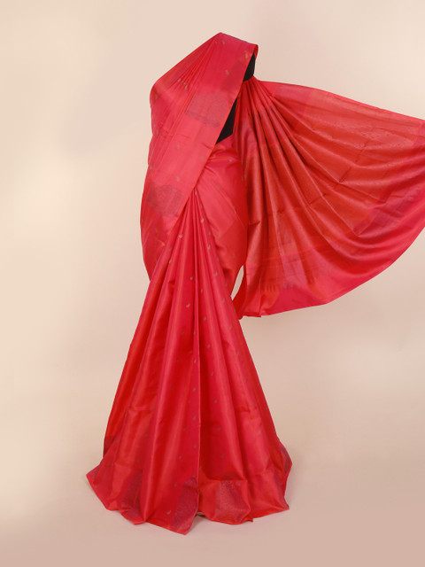 

Pothys Red Pure Silk Solid Kanjeevaram Saree