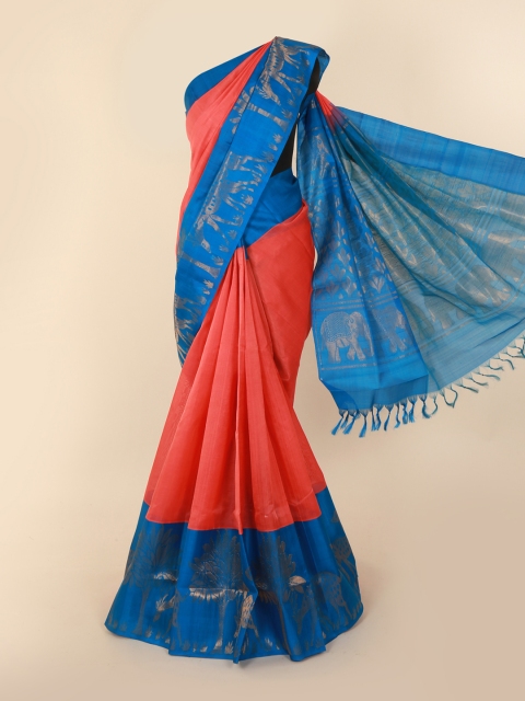 

Pothys Orange Solid Silk Cotton Saree