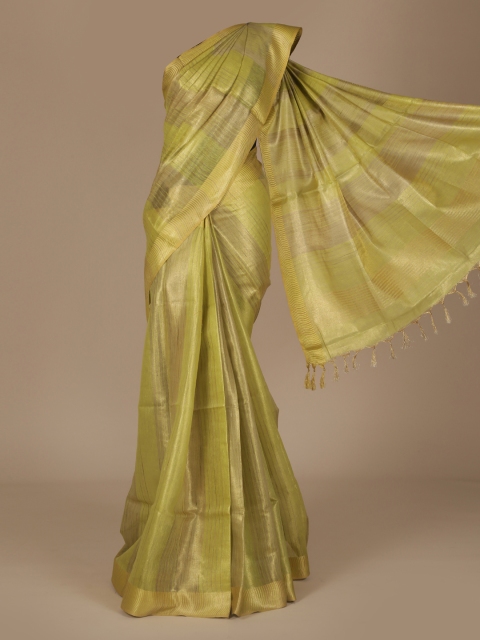 

Pothys Green Striped Pure Linen Saree