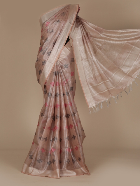 

Pothys Pink Woven Design Pure Linen Saree