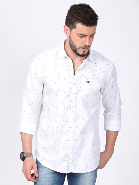 

FOGA Men White Regular Fit Printed Casual Shirt