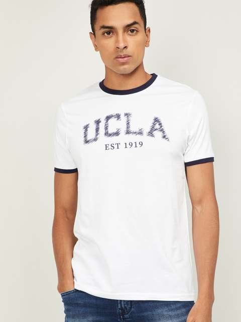 

UCLA Men White Printed High Neck T-shirt