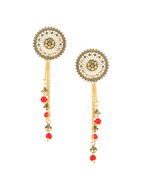 

DESI COLOUR Gold-Plated & Red Handcrafted Contemporary Studs