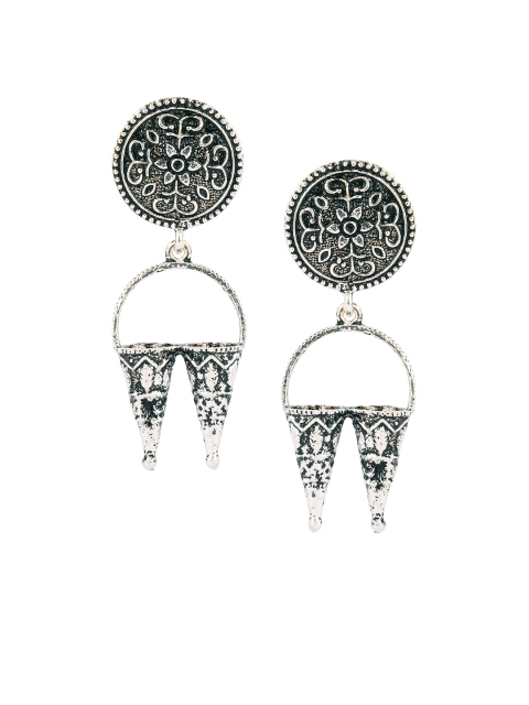 

DESI COLOUR Silver-Toned Contemporary Drop Earrings