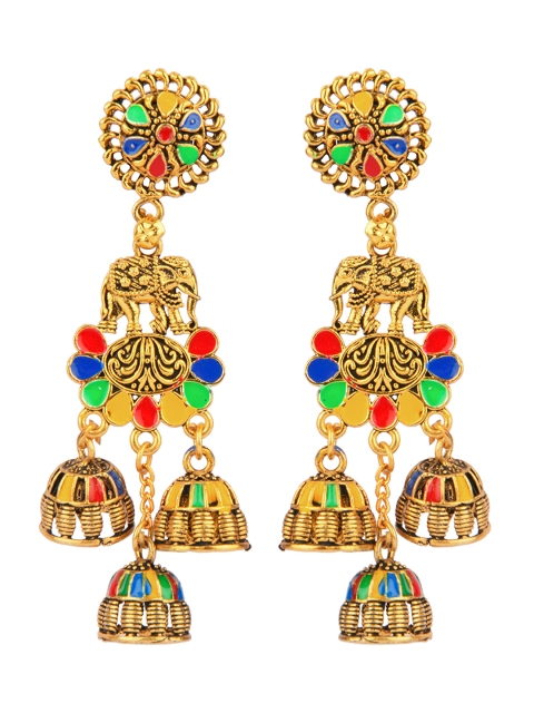 

DESI COLOUR Gold-Toned Contemporary Jhumkas