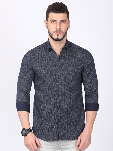 

FOGA Men Blue Regular Fit Printed Casual Shirt