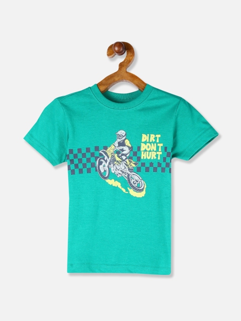 

Cherokee Boys Teal Printed Round Neck Cotton T-shirt