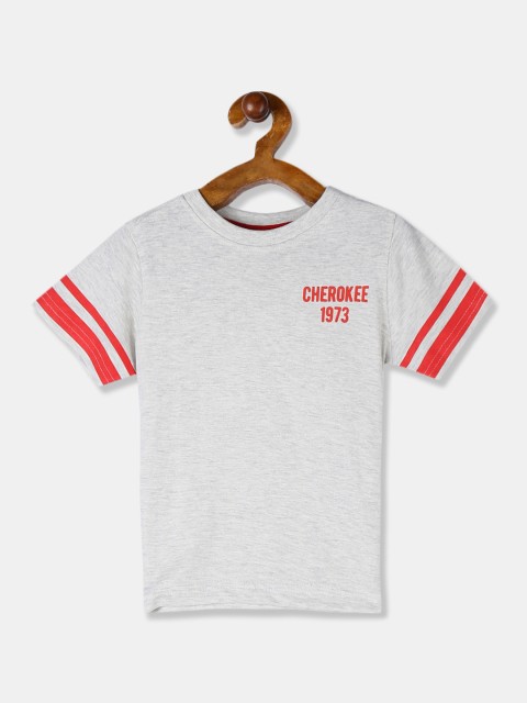 

Cherokee Boys Grey & Red Solid Round Neck T-shirt