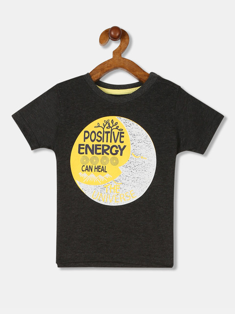 

Cherokee Boys Charcoal Grey Printed Round Neck T-shirt