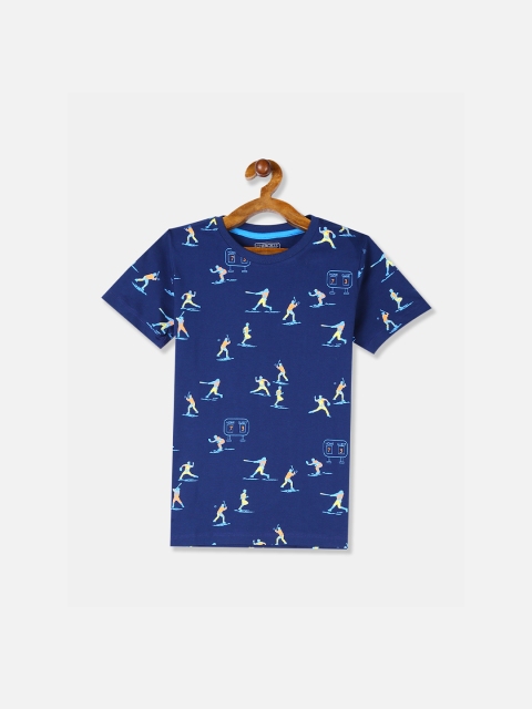 

Cherokee Boys Navy Blue Printed Round Neck T-shirt