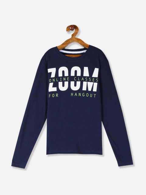 

Cherokee Boys Navy Blue & Off-White Printed Round Neck T-shirt
