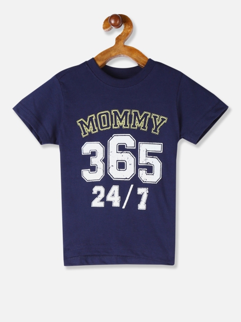 

Cherokee Boys Navy Blue & Off-White Printed Round Neck T-shirt