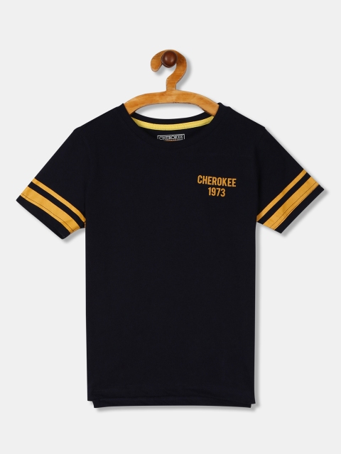 

Cherokee Boys Navy Blue Solid Round Neck T-shirt