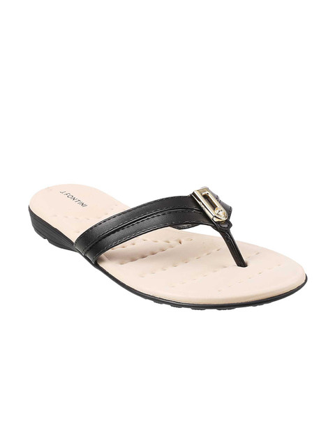 

J.FONTINI Women Black Solid Open Toe Flats