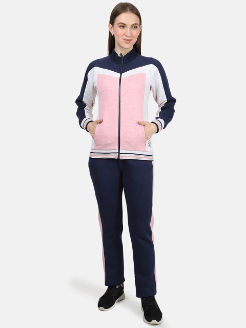 

Monte Carlo Women Navy Blue & Pink Colourblocked Tracksuit