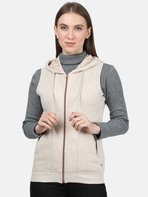 

Monte Carlo Women Beige Solid Hooded Sweatshirt