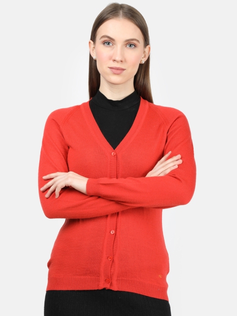 

Monte Carlo Women Orange Solid Cardigan Sweater
